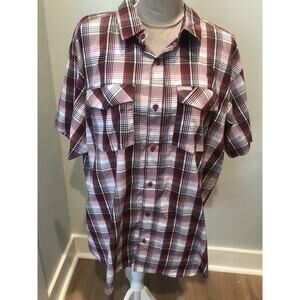 Men’s Columbia Red Grey Plaid Quick Dry short sleeve Shirt XL